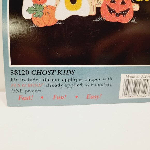 Vtg What's New Ltd Fabric Iron On Appliques 58120 Ghost Kids Halloween Pumpkins - Picture 2 of 3